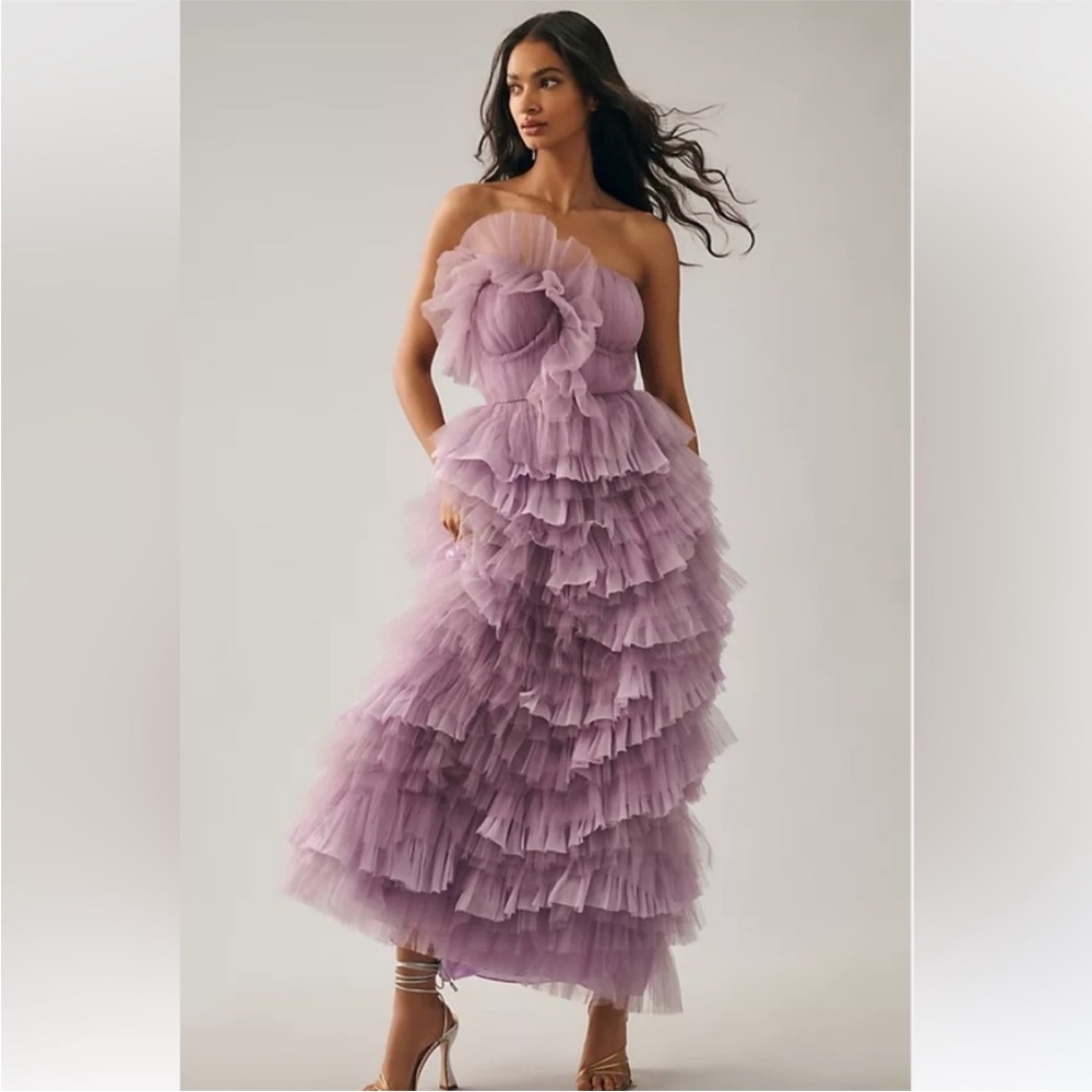 Anthropologie Purple Maxi Dress with Flowing Silhouette